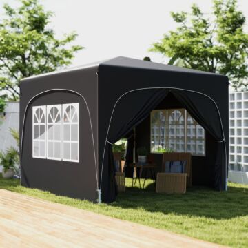 Outsunny 3 X 3m Pop-up Gazebo Shelter, With Accessories - Black
