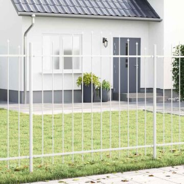Vidaxl White Garden Fence With Hoop Top - 11.9 X 1.25 M Steel