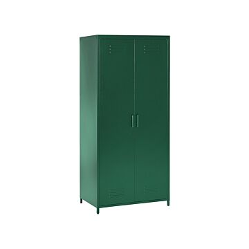 Home Office Storage Cabinet Green Steel 2 Doors 4 Shelves Industrial Design Beliani