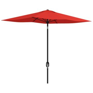 Outsunny 2 X 3(m) Garden Parasol Umbrella, Rectangular Outdoor Market Umbrella Sun Shade With Crank & Push Button Tilt, 6 Ribs, Aluminium Pole, Wine Red