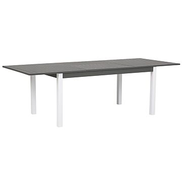 Garden Table Grey Aluminium 75 X 168 / 248 X 100 Cm Extendable Top Outdoor Dining Table Beliani