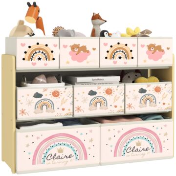 Aiyaplay 3-tier Kids Storage Unit With 9 Non-woven Fabric Boxes For Toys, Books For Bedroom, Nursery, Yellow