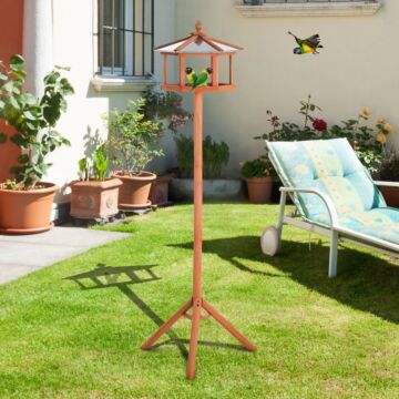Pawhut Portable Wooden Bird Feeder Station With Stand, Patio Or Balcony