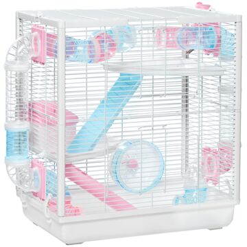 Pawhut Hamster Cage For Small Rodents, With Tunnel Tube, Exercise Wheel