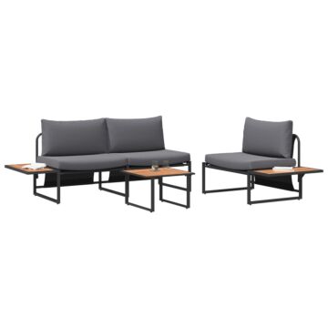 Vidaxl 3 Piece Garden Sofa Set With Anthracite Cushions