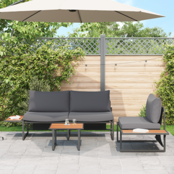 Vidaxl 3 Piece Garden Sofa Set With Anthracite Cushions