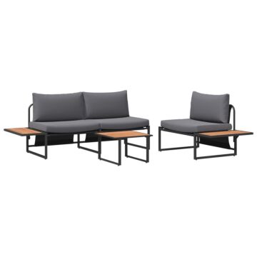 Vidaxl 3 Piece Garden Sofa Set With Anthracite Cushions