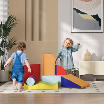 Homcom 7 Piece Soft Soft Play Set For Toddlers 1-3 Years, Multicoloured