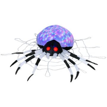 Homcom 5ft Long Halloween Inflatable Spider, Hanging Giant Spider With Colourful Led Light, Blow-up Outdoor Led Garden Display For Lawn, Party