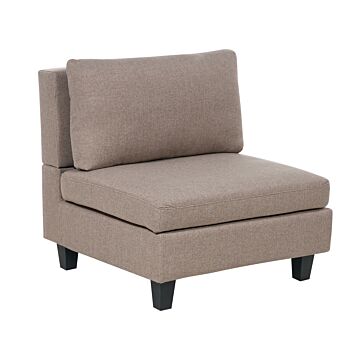 1-seat Section Light Brown Fabric Upholstered Armchair With Cushion Module Piece Modular Sofa Element Beliani
