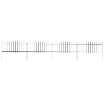 Vidaxl Garden Fence With Spear Top Steel 6.8x0.8 M Black