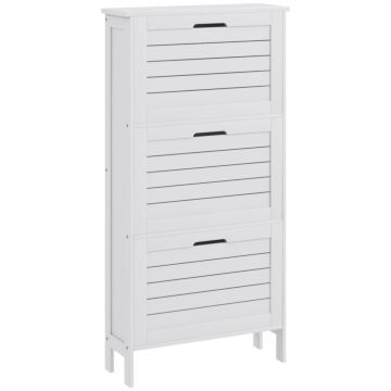 Homcom Narrow Shoe Cabinet With 3 Flip Drawers - White