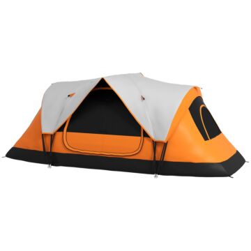 Outsunny Camping Tent For 6-8 Man With 2000mm Waterproof Rainfly And Carry Bag For Fishing Hiking Festival, Orange