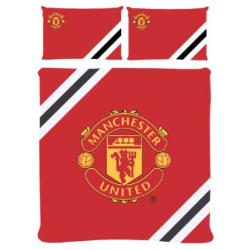 Manchester United Fc Core Stripe Double Duvet Set