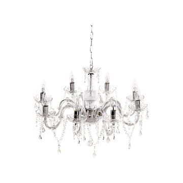 Chandelier Pendant Lamp Transparent Glass Droplets Hanging Light 8 Lights Classic Glamour Lighting Beliani