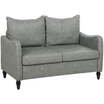 Homcom Faux Leather Marble-effect Two-seater Sofa - Grey