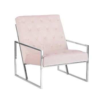 Armchair Pink Velvet 83l X 69w X 83h Button Tufted Backrest Metal Frame Modern Glam Beliani