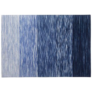Rug Blue Wool And Polyester 160 X 230 Cm Hand Woven Modern Design Beliani