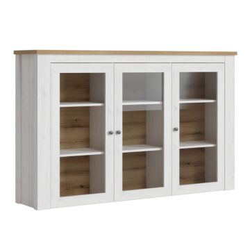 Celesto 2 Door 2 Drawer Sideboard With 3 Door Display Top Unit In White And Oak