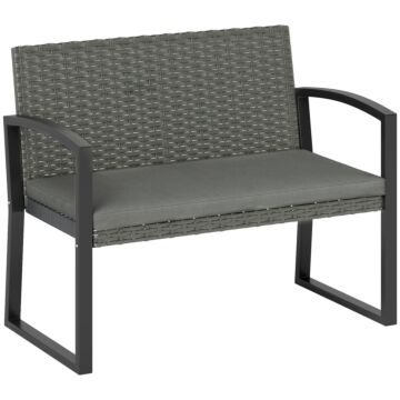 Outsunny Two-seater Rattan Garden Bench - Grey/black