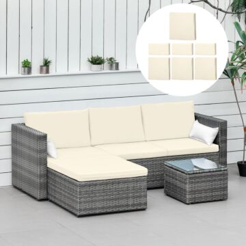 Outsunny Rattan Furniture Cushion Cover Replacement Set, 7 Pcs