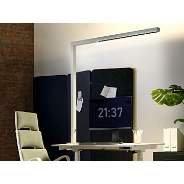 Desk Led Lamp Silver Metal 120 Cm Aluminium With Clamp Dimming Light Office Study Modern Beliani