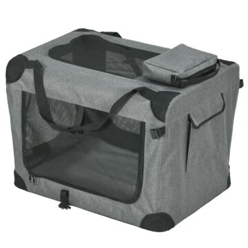 Pawhut 70cm Oxford Folding Pet Carrier Bag Grey