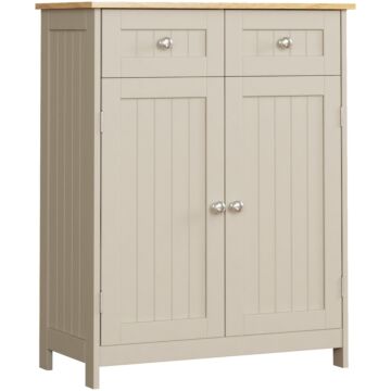 Bath Vida Priano 2 Drawer 2 Door Freestanding Cabinet, Grey & Oak