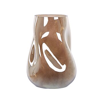 Flower Vase Golden Brown Glass 27 Cm Semi-transparent Decorative Irregular Shape Tabletop Home Decoration Modern Design Beliani