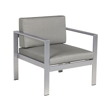 Garden Armchair Dark Grey Aluminium Frame Outdoor With Cushions Beliani