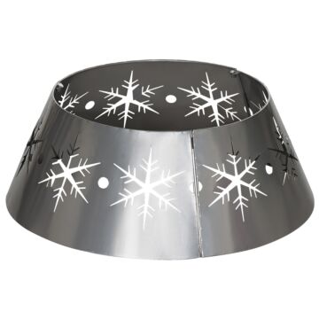 Homcom Christmas Tree Collar, 66cm Christmas Tree Base Cover With Hollow Snowflake Patterns, Xmas Decoration For Party, Holiday, Home, Silver