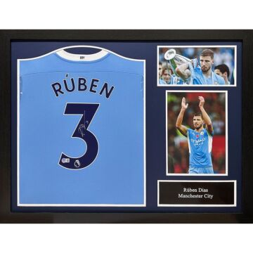 Manchester City Fc Dias Signed Shirt (framed)