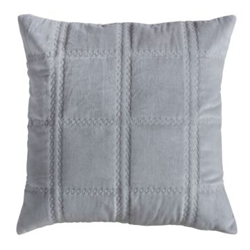 Quilted Cotton Velvet Cushion Grey 450x450mm