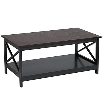 Coffee Table Black 100 X 55 Cm 2 Tier Rectangular Tabletop Modern Style Beliani