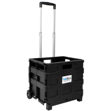 Tekbox Folding Shopping Cart Trolley Storage Box Crate With Wheels