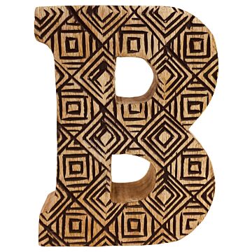 Hand Carved Wooden Geometric Letter B