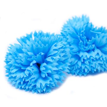 Craft Soap Flowers - Carnations - Sky Blue - Pack Of 10