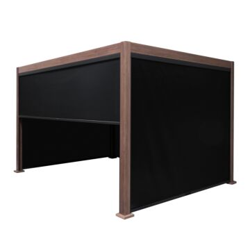 Wood Effect Aluminium Pergola With Blinds - 4m X 3m