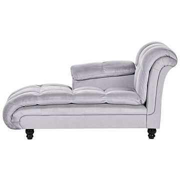 Right Hand Chaise Lounge Grey Velvet Upholstery Biscuit Padding Black Legs Modern Design Beliani