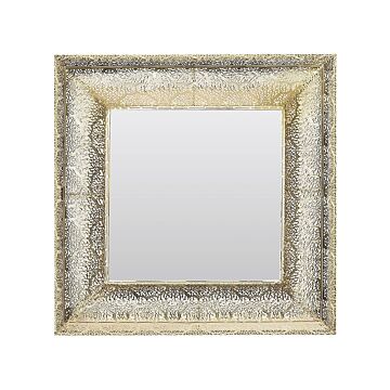 Wall Mounted Hanging Mirror Gold 60 Cm Square Decorative Frame Accent Piece Beliani