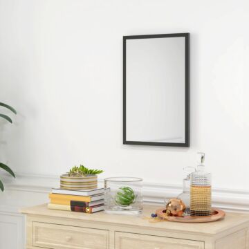 Homcom Wall Bathroom Mirror, 60 X 40 Cm Wall-mounted Mirror, Black