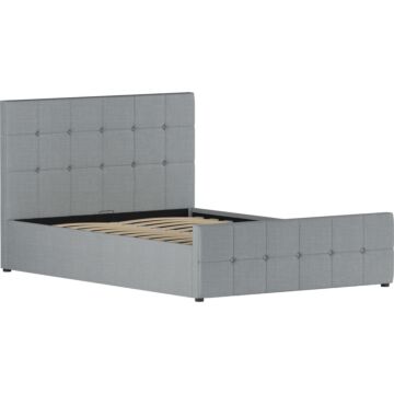 Vida Designs Valentina Double Ottoman Bed, Light Grey Linen