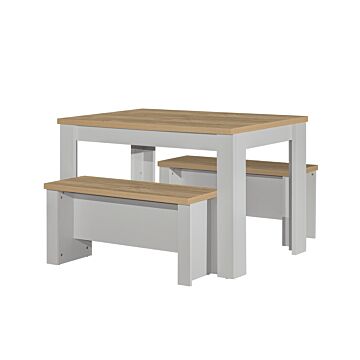 Highgate Dining Table & Bench Set Grey & Oak