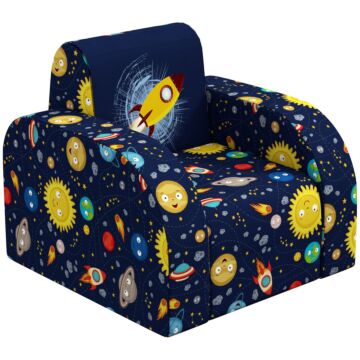 Aiyaplay Foldable Toddler Chair Soft Snuggle Sponge Filled For Bedroom Playroom, Aged 18 Months To 3 Years - Dark Blue