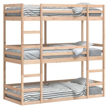 Vidaxl Triple Bunk Bed 90x190 Cm Solid Wood Pine