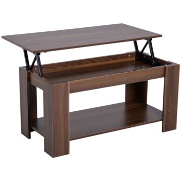 Homcom Modern Lift Up Top Coffee Table Desk Hidden Storage Bottom Shelf 100w X 50d X 63h Cm