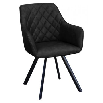 Pattingham Special Pu Arm Chair Dark Grey With Black Metal Legs