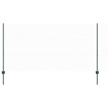 Vidaxl Fence Posts 11 Pcs U-channel Green 120 Cm Steel, Vidaxl Hexagon Fence Green 1,2x100 M Steel