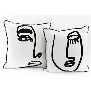 Set Of 2 Face Print Scatter Cushions