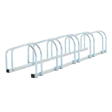 Homcom Bike Stand Parking Rack Floor Or Wall Mount Bicycle Cycle Storage Locking Stand (5 Racks, Silver)